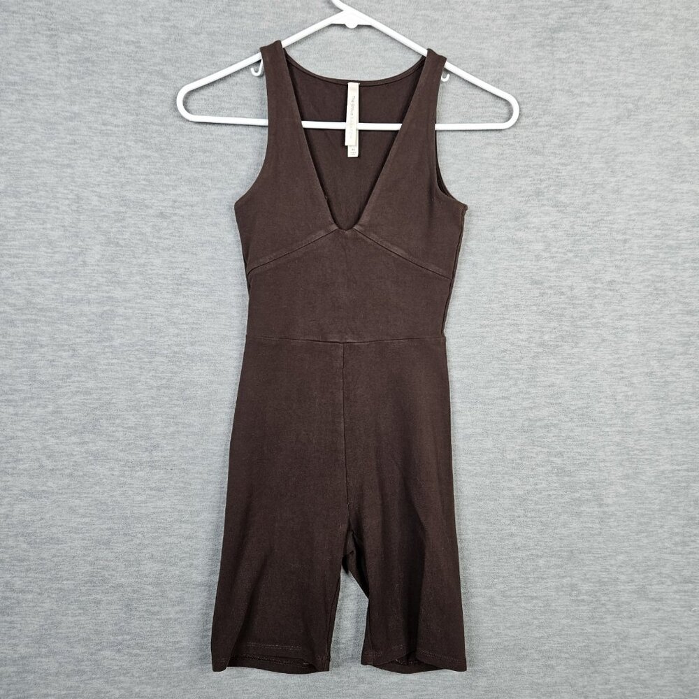 The Group Babaton Brown Sleeveless V-neck Stretch Romper Women's Size XS